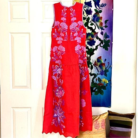 NWT Farm Rio Red Porcelain Garden Midi Dress - Picture 13 of 16